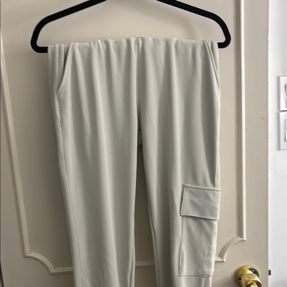 Cream colored Track Pants Relaxed Fit